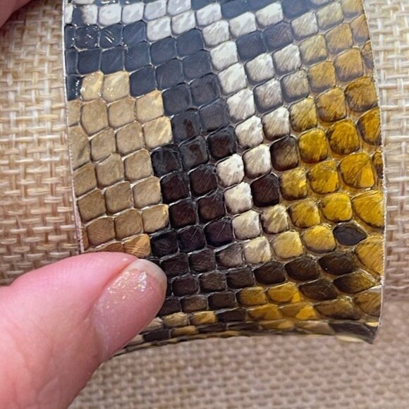 Rustic Cuff Snake Print Wide Silver Cuff Bracelet - Picture 5 of 15